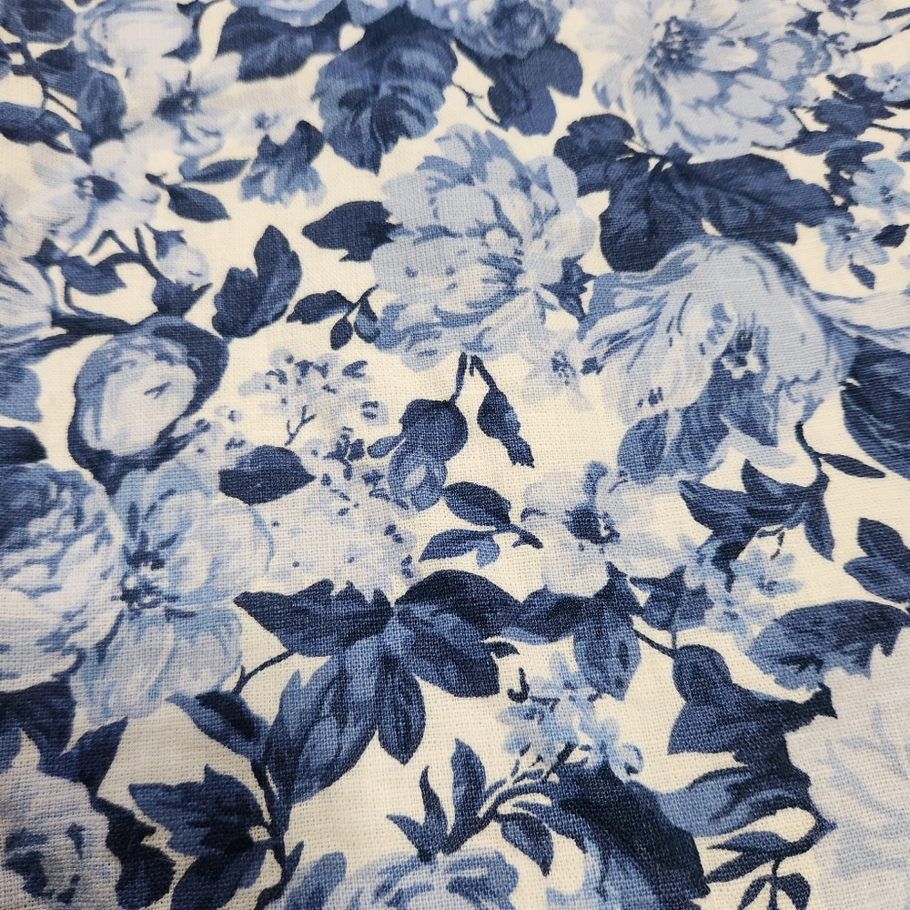Abercrombie & Fitch Square Neck Linen-Blend Blue Floral Mini Dress Size XL - Picture 6 of 15